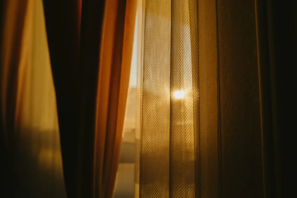 Sunlight coming through curtains