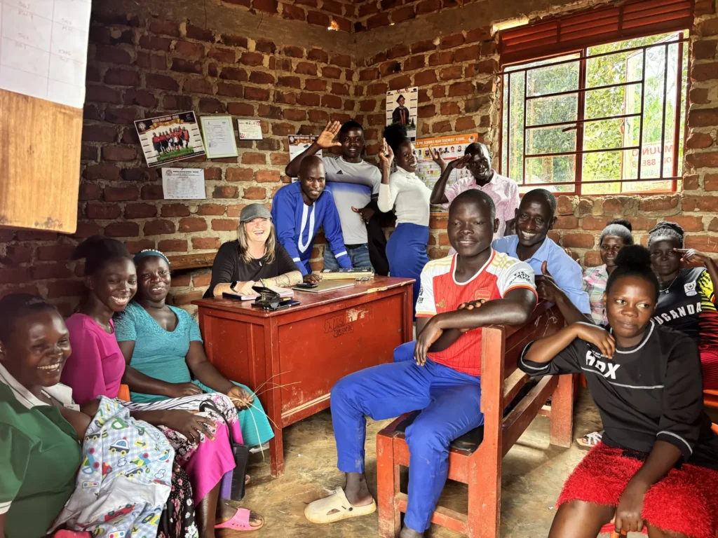 Leanne with the teachers of the school in Uganda